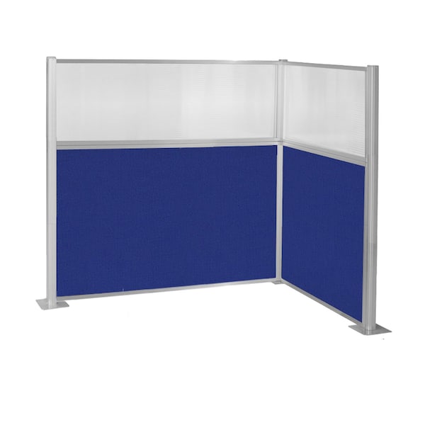 Pre-Configured Hush Panel Cubicle (L Shape) 6' x 4' w/ Window Royal Blue Fabric